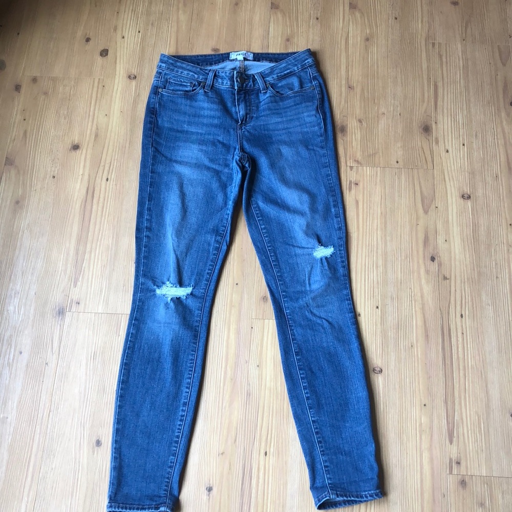 Paige distressed skinny jeans